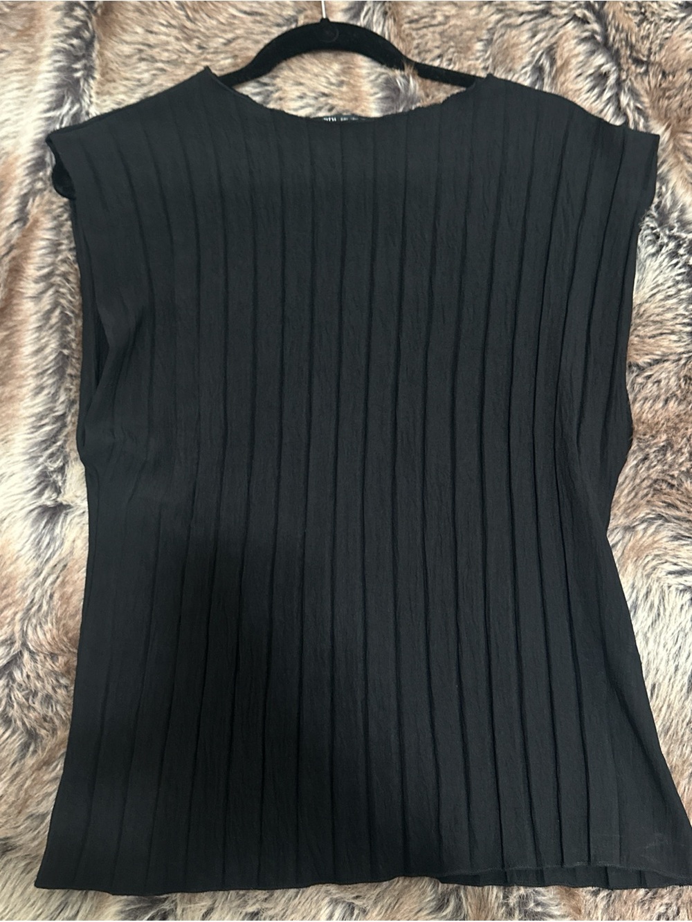 Zara Black Pleated Sleeveless Top